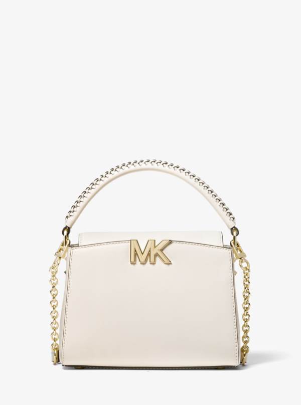 Damske Satchel Taske Michael Kors Karlie Small Leather Krém - Kabelky Michael Kors Slevy | QTJDN-6593
